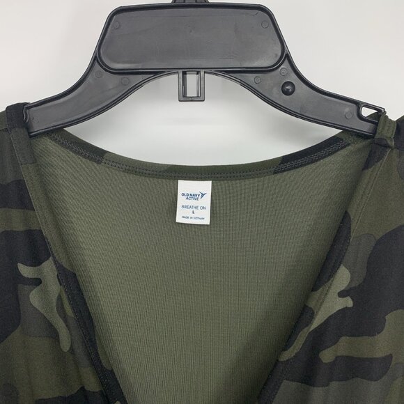 Old Navy Active Romper Camo Green Cross Front V Neck Breathe On - Picture 4 of 9